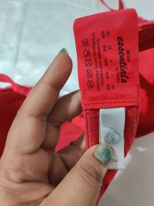 Red Lace Trim Bra