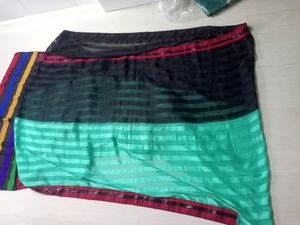 Heavy Black Multi Colour Sequence Border Design Sa