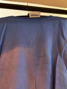 Blue Wrap V-Neck Long Sleeve Top