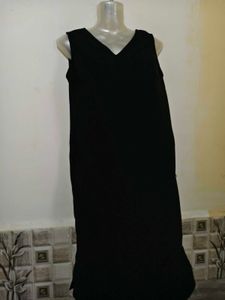 Classic Black V-Neck Midi Dress