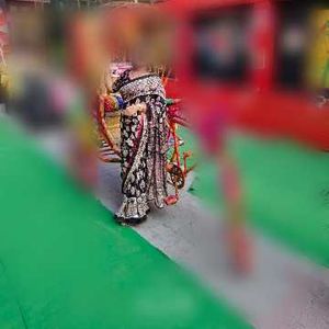 mirror work modal silk saree