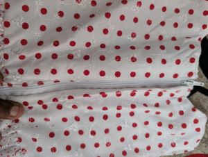 kids White &amp; Red Polka Dot Bow Party Dress