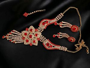 Stunning Red & Gold Bridal Jewelry Set