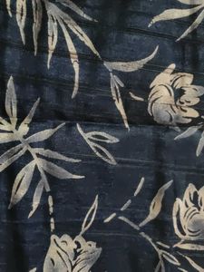 Navy Blue Saree with Floral Print