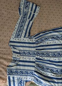 Blue &amp; White Striped Kurta
