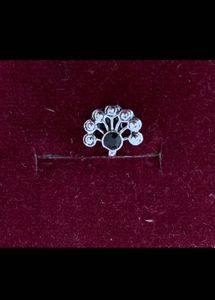 Peacock Design Black Stone Clip On Nose Pin