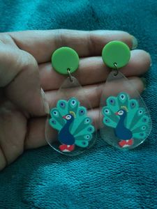 Peacock Acrylic Drop Earrings