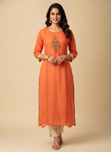 Coral Embroidered Kurta