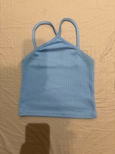 Baby Blue Ribbed Triangle Neck Cami