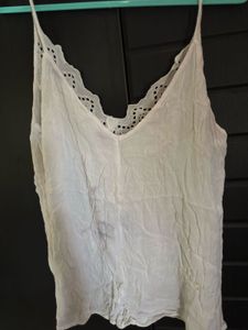 Boho White deep neck Camisole Top 🤍