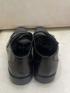 Men's Black Leather Monk Strap Shoes