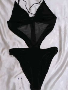 Sexy Black Mesh One-Piece Swimsuit