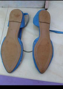 Colourful Floral Blue Ballerina Shoes - UK 7