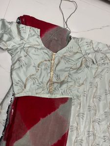 Grey Lahenga With Jodhpuri Faag (odhani)