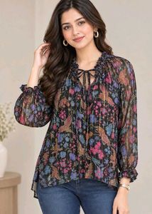 🦋 Butterfly & Botanical print Top