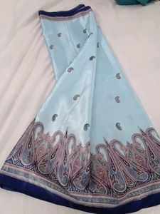 Light Blue Paisley Print Saree