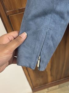 Stylish Blue Suede-Like Jacket