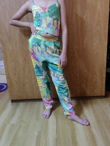 Printed Co-ord Set (pant jacket &amp;crop top)