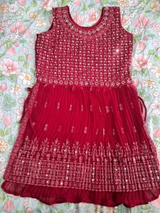 Red Embroidered Shararah Set