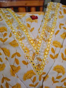 Yellow Printed Kurta Set
