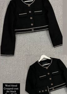 Chic Black Cropped Wool Coat