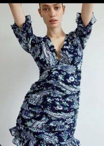Chic Ruched Floral Print Mini Dress