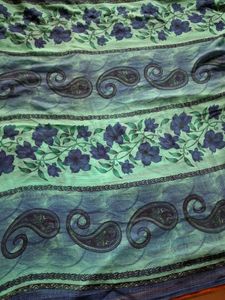 Beautiful Blue &amp; Green Floral Saree