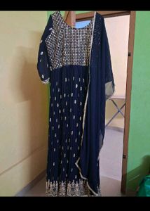 Navy Blue Anarkali Kurta Set with Dupatta