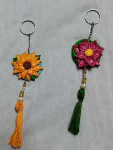 Cute Handmade Flower Keychains set