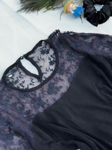 Midnight Lace Mesh Top 🖤