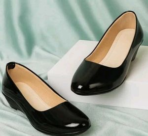 Elegant Black Patent Wedge Heels