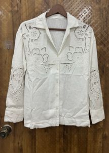 White Embroidered Button-Down Shirt(Brand New)