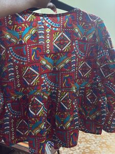 Vibrant Ethnic Print Peplum Top