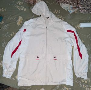 only 3 times used White Hooded Jacket with Red Acc