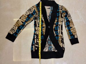 Unique Graphic Print Cardigan