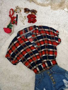 Chic Plaid Short-Sleeve Shirt