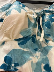 Blue Bloom Tie-Front Crop Top