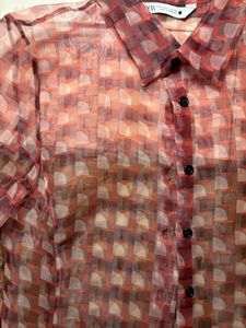 Zara Organza Shirt 🧡🤎