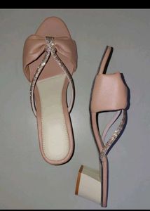 Brand New Blush Bow Block Heels