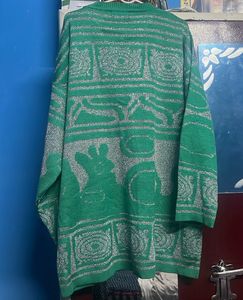 Green &amp; Silver Knit Sweater top