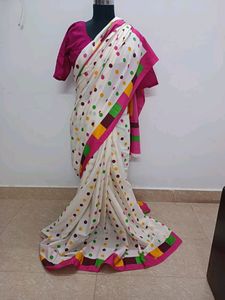 unused saaree....fabric butter crep type..slippy