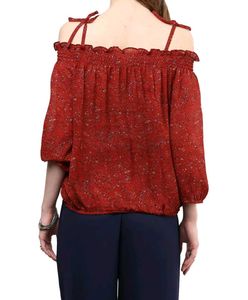 Chic Red Off-Shoulder Boho Top