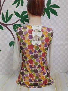 (977)Graphic Print Mesh Top