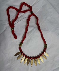 Red &amp; Gold Beaded Necklace