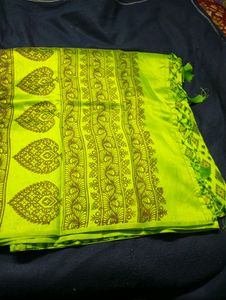 Shenega Green Silk Cotton Saree