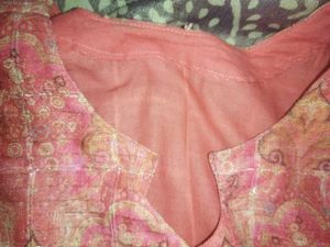 Elegant Pink Kurta with Golden Print