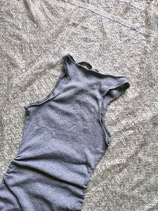Grey Ruched Cut-out Bodycon Dress