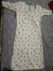 Cute Cherry Print White kurti for 10-12 years old