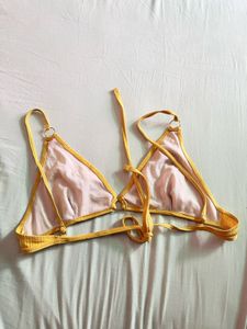 Yellow Ribbed Bikini Top