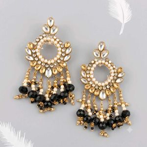 Stunning Black & Gold Chandelier Earrings[handmade